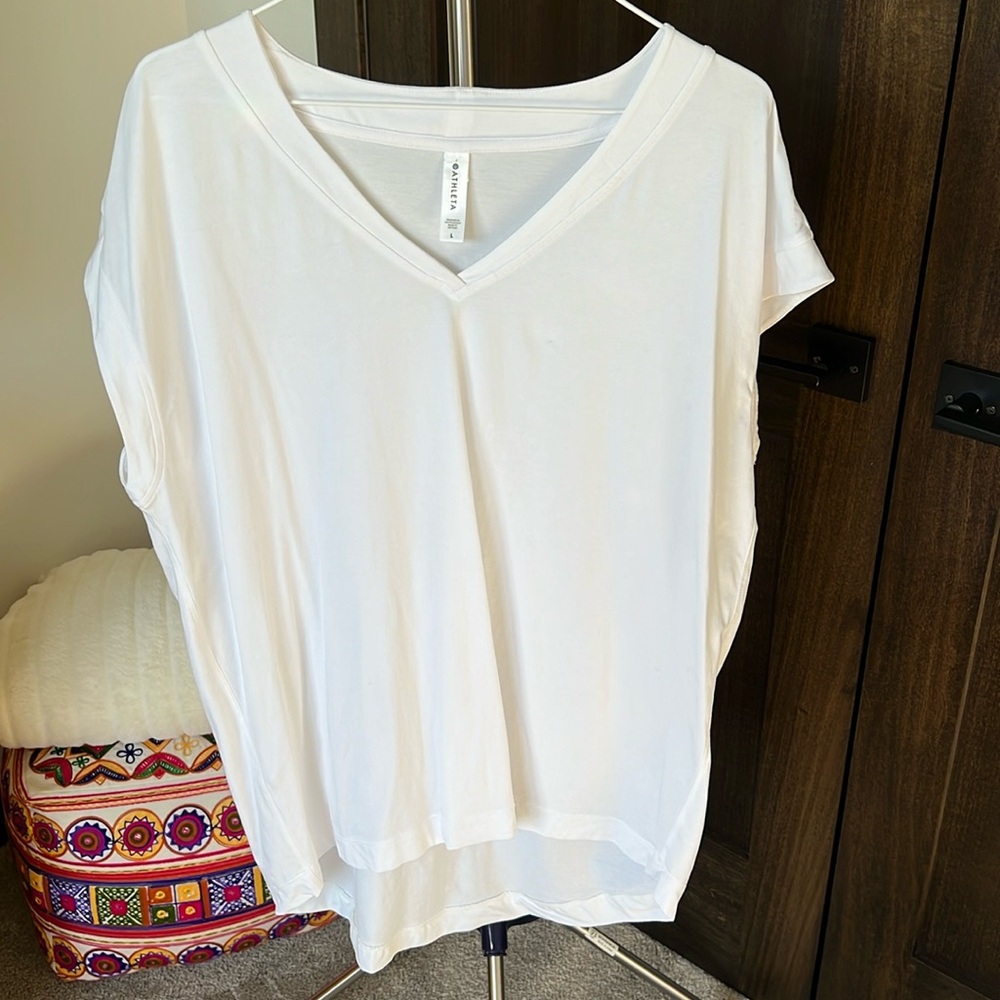Athleta cap sleeve CYA tee, white, L